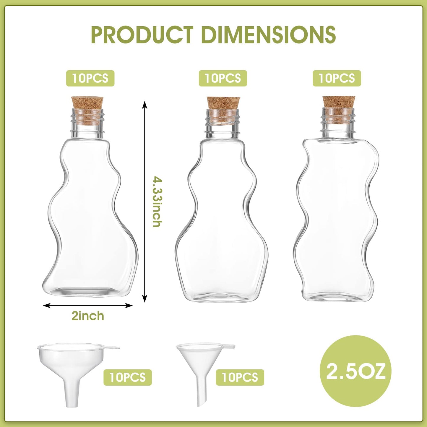 Yaomiao 30 Packs 2.5 oz Plastic Sand Art Bottles with Lids 3 Styles Sand Art Clear Containers for Wedding Invitations Fun Arts Crafts Supplies Decorations