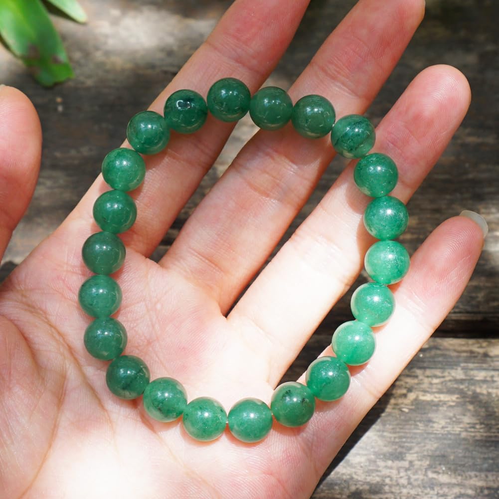 8mm Green Aventurine Bracelet for Women Men | Natural Luck Prosperity Stone Beads - Handmade Heart Chakra Crystal Jewelry for Abundance Meditation | Beading Tool Kit - Fits for 7-8" Large Wrist