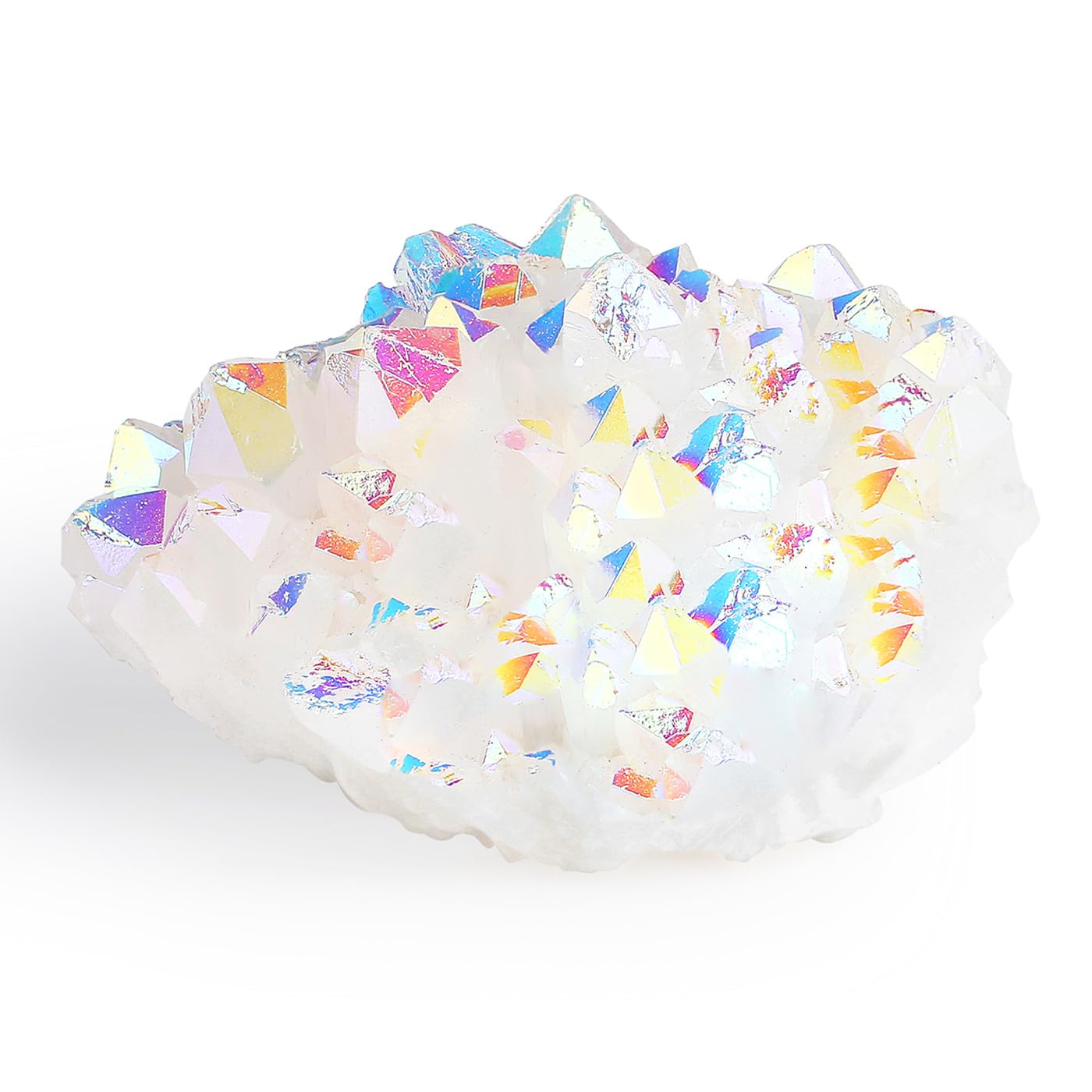 ZHIYUXI Angel Aura Quartz Cluster Angelite Crystal Cluster Geode Pretty Rock Gemstones Natural Raw Stone Energy Balance Reiki Wicca Room Decor 1Pc 50-70g
