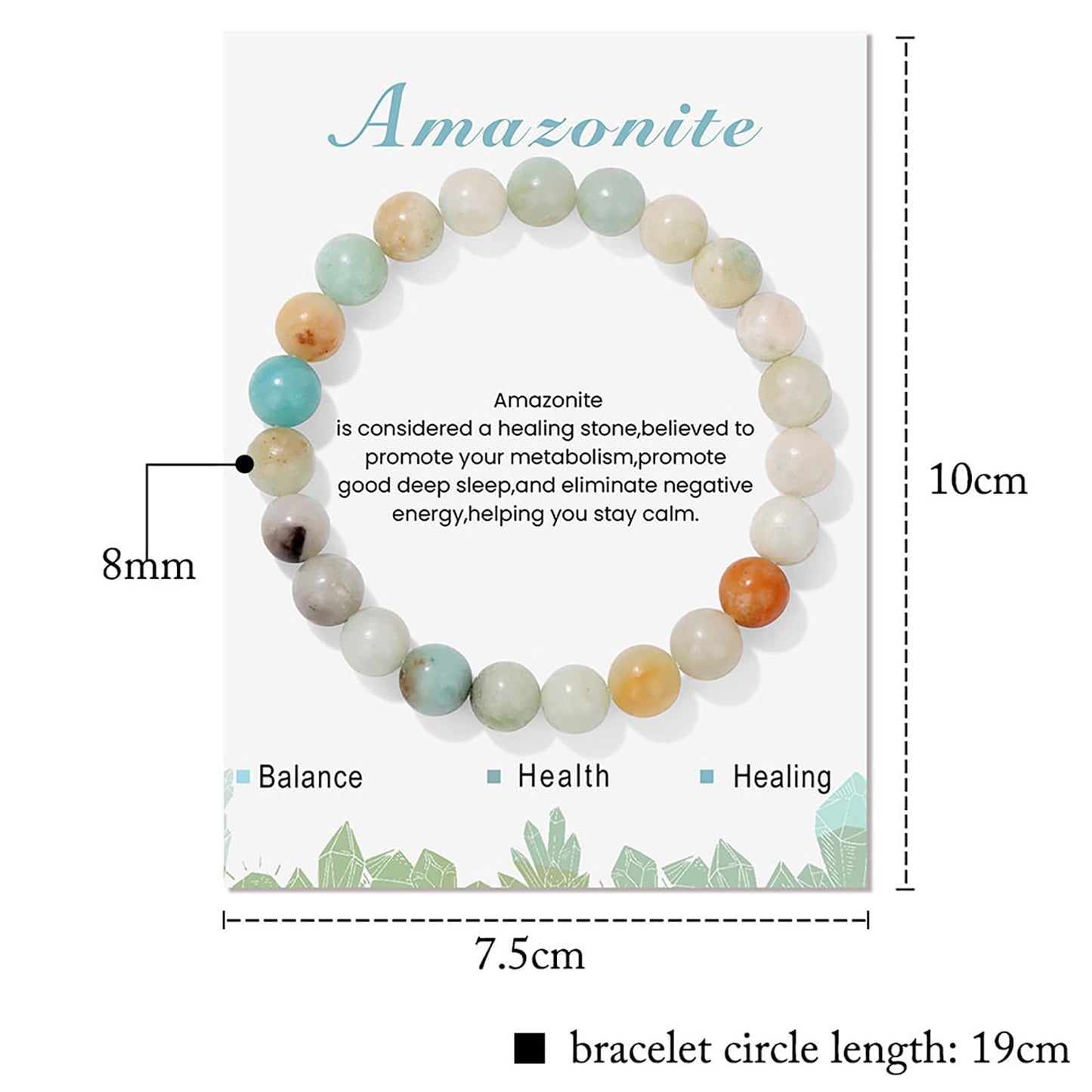 Amazonite Bracelet for Women 8mm Handmade Amazonite Crystal Bracelet Natural Stone Amazonite Beaded Bracelet Healing Bracelets Stretch Bead Bracelets Amazonite Jewelry for Women Men