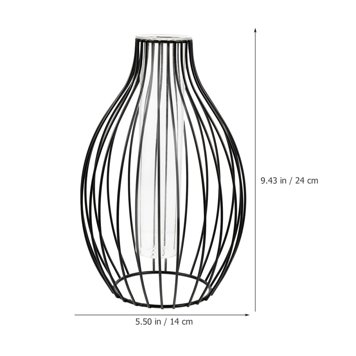Garneck Geometric Iron Frame Vase with Small Glass Propagation Tubes, Hydroponic Planter for Home Décor, Nordic Style Desk Terrarium Plant Holder with Black Metal Stand