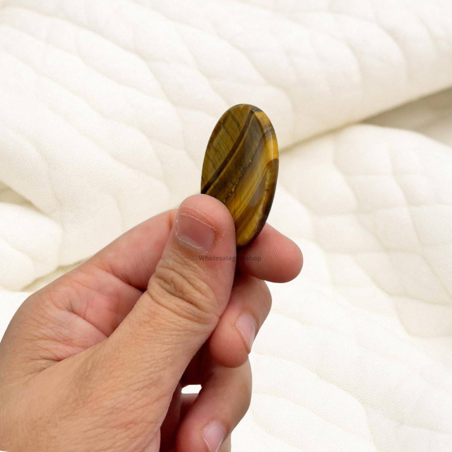 Wholesalegemshop Tiger Eye Thumb Worry Stones Metaphysical Gemstone Crystal Healing Reiki Men Women Gift FENG Shui Positive Energy Love Wellness Palm Stones Wicca Powerful