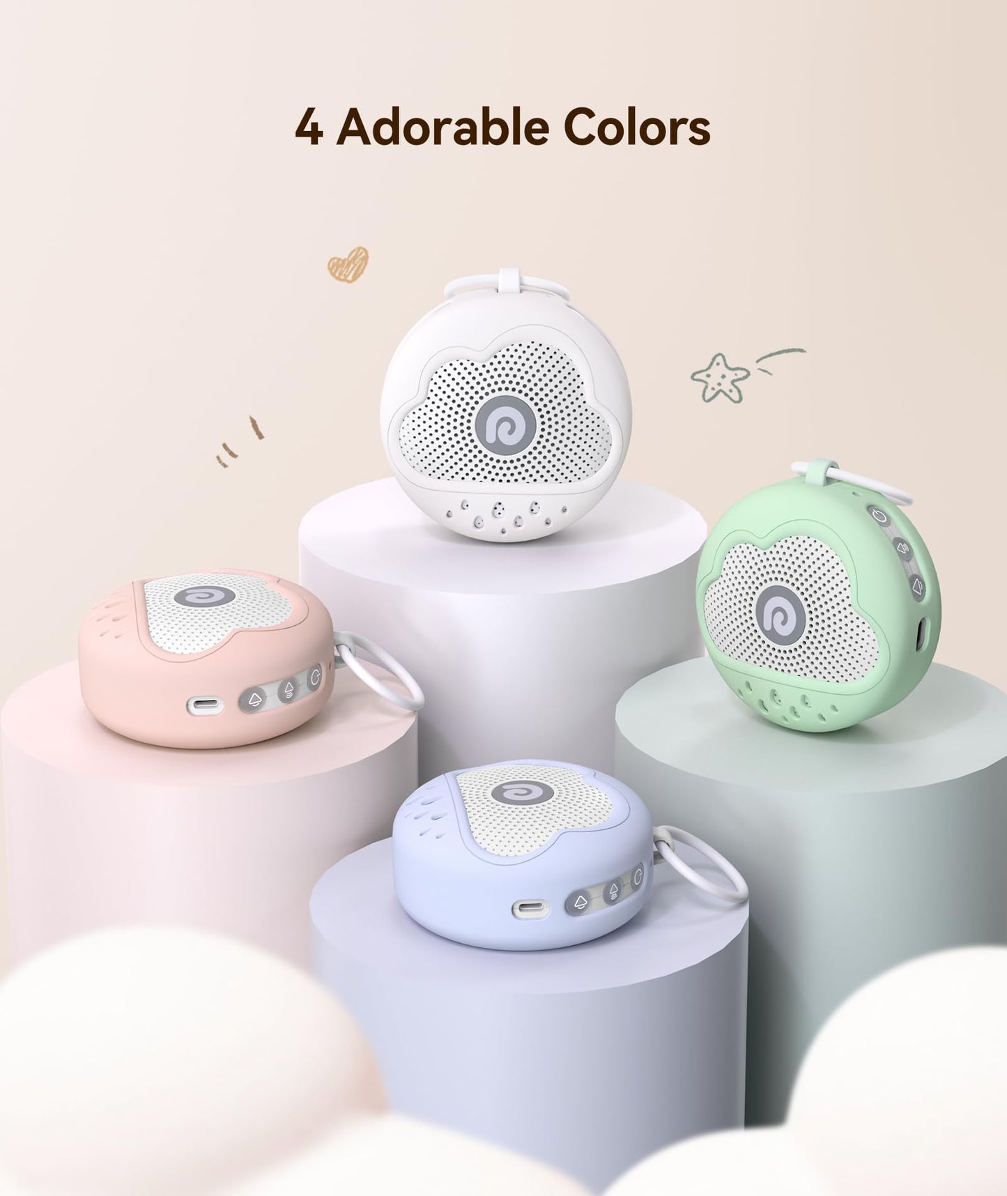 Dreamegg White Noise Machine - Portable Sound Machine Baby with Safe Silicone Cover, Features Powerful Battery, 21 Soothing Sound, Noise Canceling for Sleeping, Baby Registry Gift, Nursery, Travel