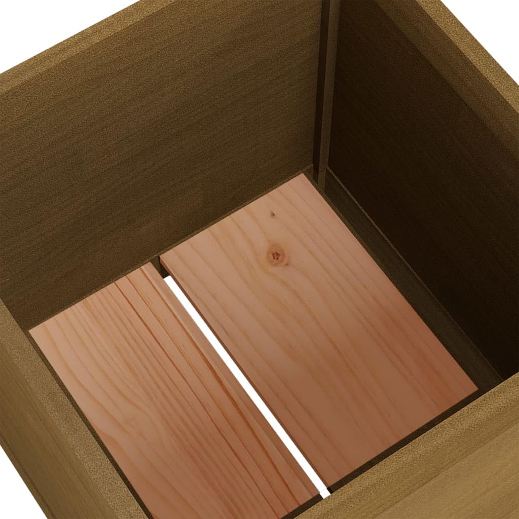 WXGTBKPR Square Garden Planter Box, 19.7-inch Solid Pinewood Outdoor Flower Pot for Patio, Terrace, and Backyard Decoration, Honey Brown