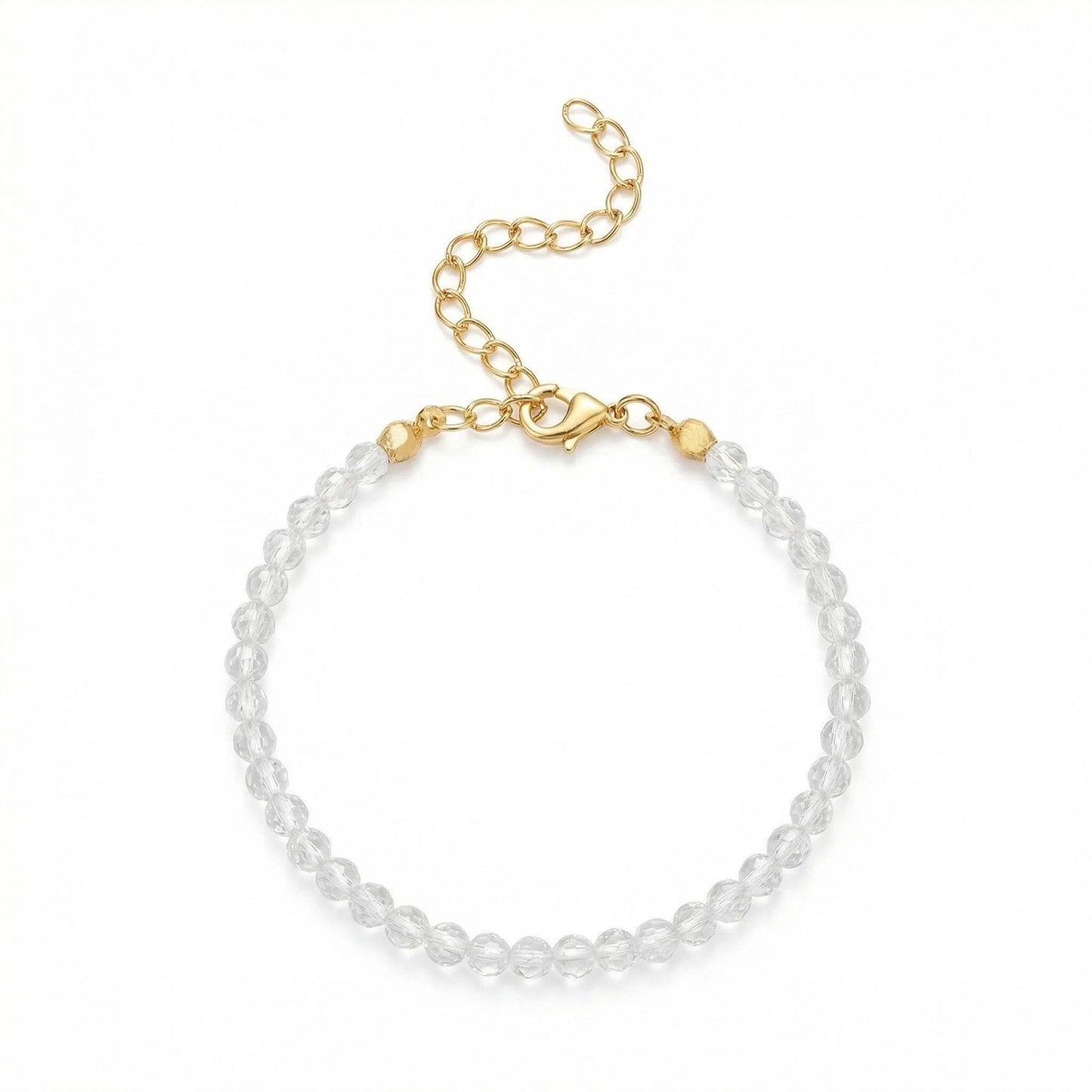 Withgenes Cubic Zirconia Bracelets for Women Shinning Diamond Crystal Bead Bracelet Unique Sparkly Simple Design Natural Stone Jewelry Gifts, CZ White