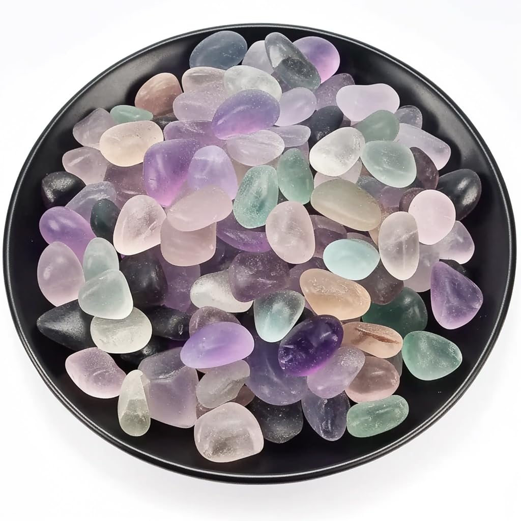 SigMntun Polished Fluorite Crystal Set, 0.4'', 128 Pcs - Handpicked Natural Tumbled Stones and Crystals Bulk for Healing, Reiki, Meditation, Witchcraft and Home Decor
