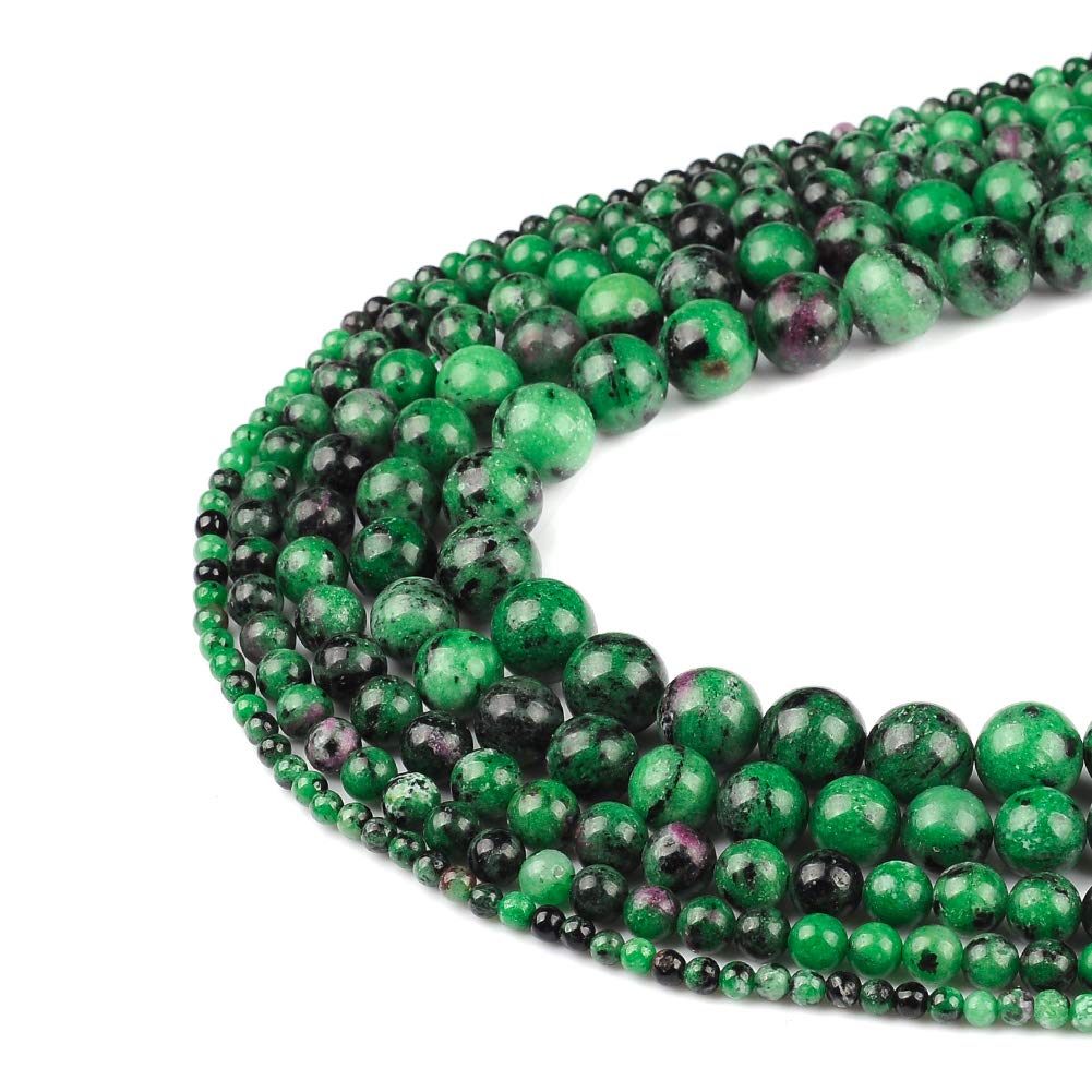 10mm Natural Ruby Emerald Gemstone Round Loose Beads Crystal Stone Bracelet Necklace Accessories Crafts for Jewelry Making DIY,1 Strand 15"