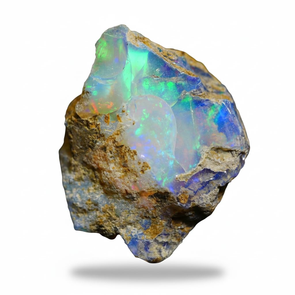 AAAA+ Natural Ethiopian Welo Opal Rough Stone – Ultra Fire Striking Raw Crystal | Handpicked Opal Rock for Jewelry Making | October Birthstone Gemstone (11.45 carat)