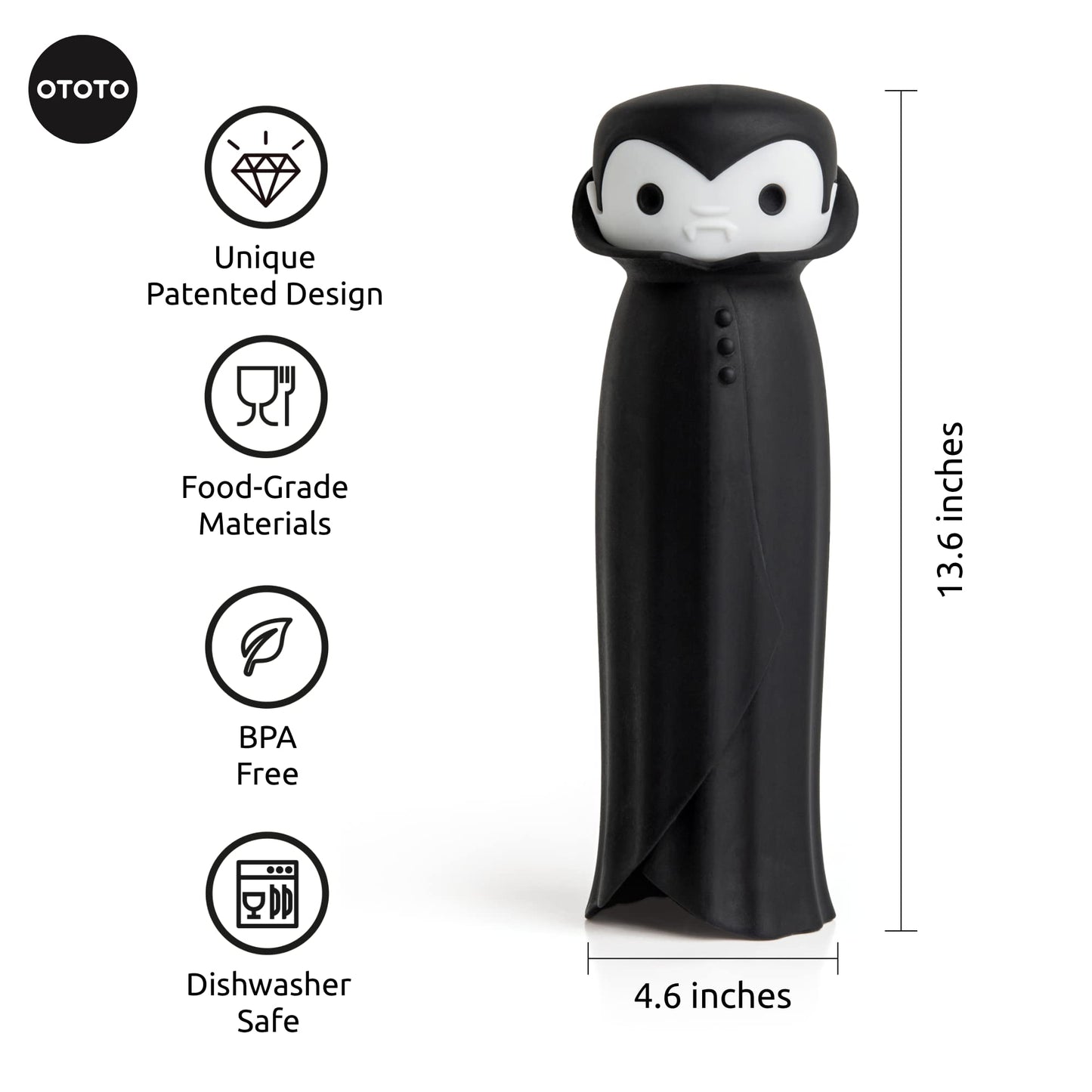 OTOTO Drac N' Roll Vampire Garlic Roller, Silicone Garlic Peeler Tube, Silicone Tube Roller for Halloween - Kitchen Gadget for Garlic, Garlic Tube, Garlic Crusher