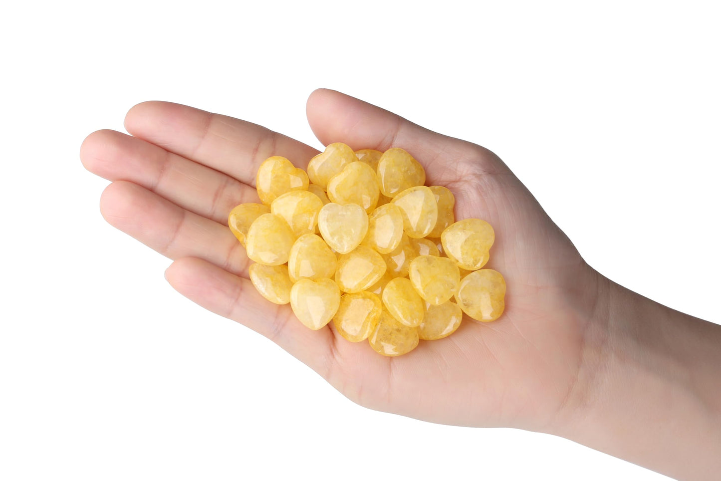 NUKAYAI 20PCS Citrine Healing Crystals Stones Heart Shaped Polished Crystal Stone Love Cute Pocket Thumb Reiki Wholesale Set Gifts Energy Balancing Meditation Mothers Day Bulk Gifts for Women