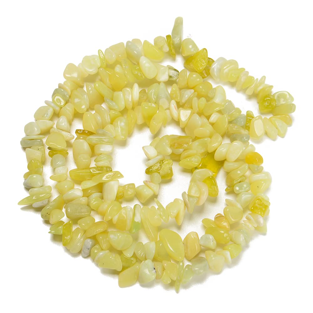 jodaying 7-8mm Natural Lemon Jade Gemstone Chips Healing Gravel Bracelets Necklace Kit Irregular Tumble Stone Beads DIY Crafts Design Jewelry Making 32"