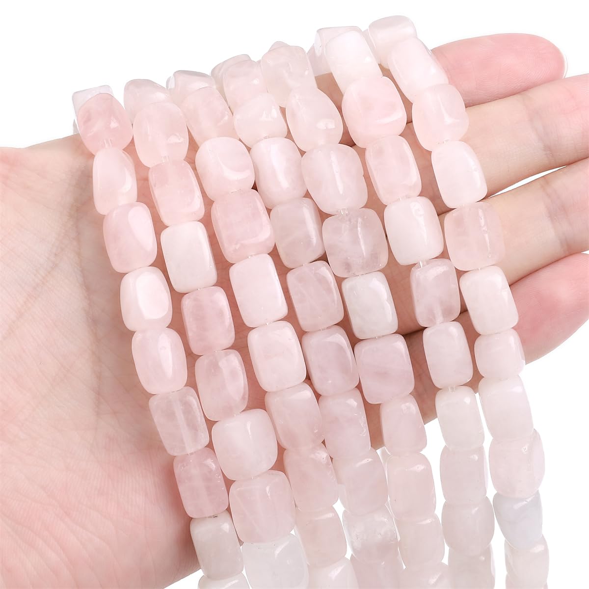 BEADIA Natural Rose Quartz Cuboid Stone Loose Semi Gemstone Beads for Jewelry Making 8mmx12mm 38cm/Strand