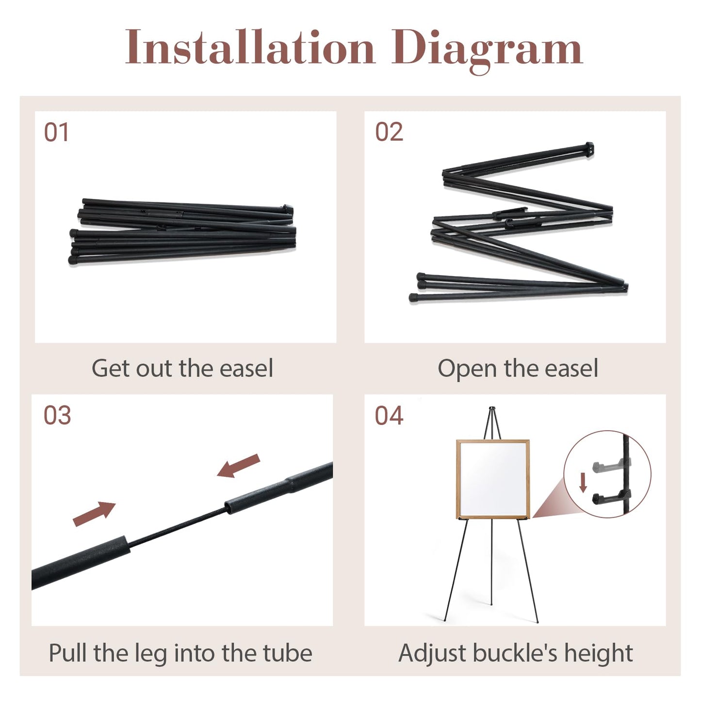 AZEAM 63" Easel Stand for Sign, 3 Pack Portable Easel for Painting, Foldable Black Metal Easel Display Stand Poster Holder Adjustable Sign Stand for Display Wedding Arts Poster