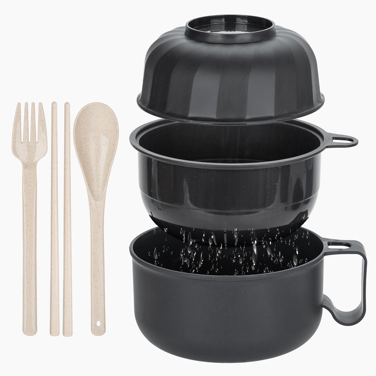 Large Ramen Bowl, Ramen Noodle Bowls Microwavable, Ramen Cooker with strainer, Microwave Pasta Cooker, Ramen Bowl Microwave Gift for College Boys Girls Male Female Dorm Room Essentials Instant Lunch