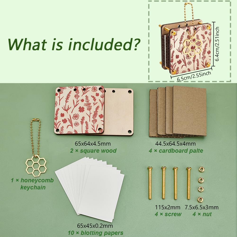 AHANDMAKER Pocket Flower Press Plant Preservation Kit Wooden Pocket Flower Pressing Portable Small Leaf Petal Preservation for Arts and Crafts Lovers, Plant Lover Gifts, 65x64mm