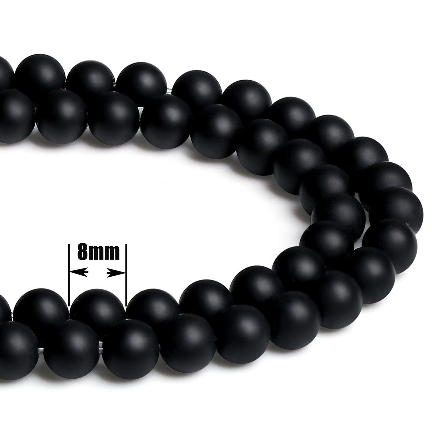 QINJIEJIE 100PCS Matte Black Obsidian Beads 8mm Natural Stone Beads Round Loose Gemstone Bead for Bracelet Beading Crystal Jewelry Making DIY Necklace Earrings 0.32"