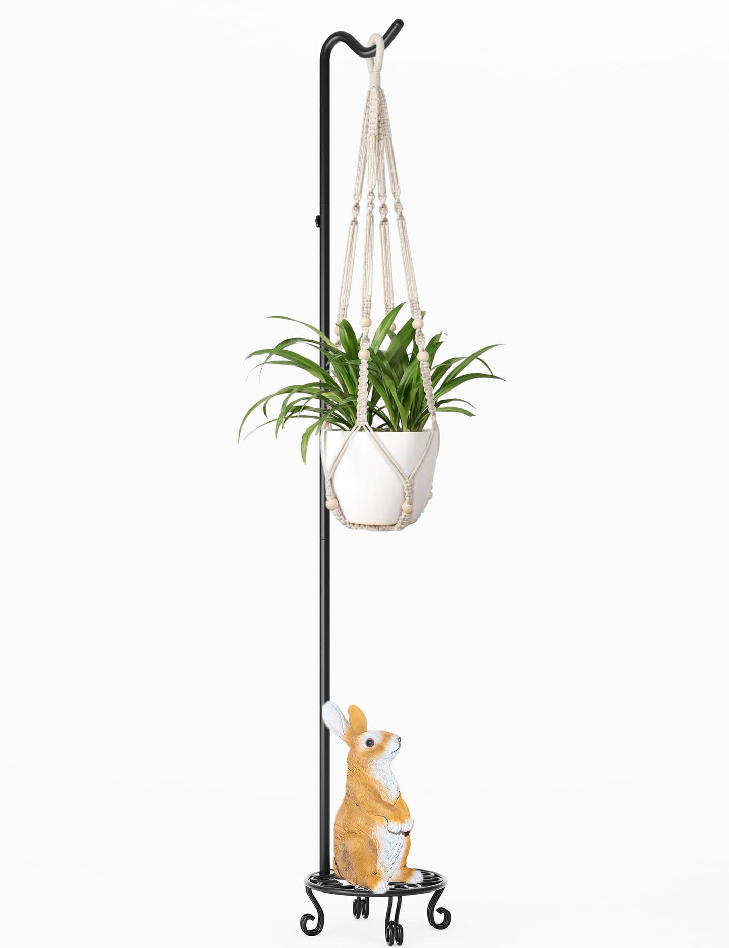 iLTreFlo 75'' Tall Shepherd's Hook with Heavy Duty Base,Adjustable Height 28 to 74 Inches, Stable Outdoor Garden Hook for Hanging Planters, Bird Feeders, Wind Chimes, Lanterns, Indoor & Outdoor Decor