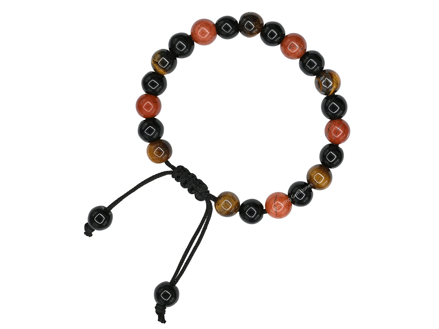 Amazing Gemstone Anti Bullying Manifestation Bracelets - Black Obsidian Tiger Eye Red Jasper Bracelet Set for Healing Calming Anxiety Stress Relief Gifts Pulseras Para Hombres Mujer (Adjustable)