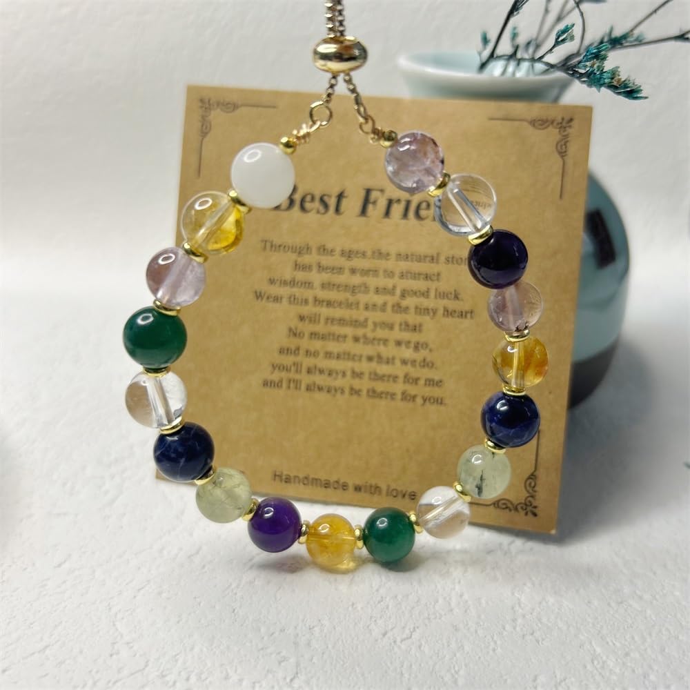 Zyh The ocean Natural Chakra Stones Bracelets Adjustable 8mm Gemstone 14K Gold Plated Bracelet Crystal Jewelry