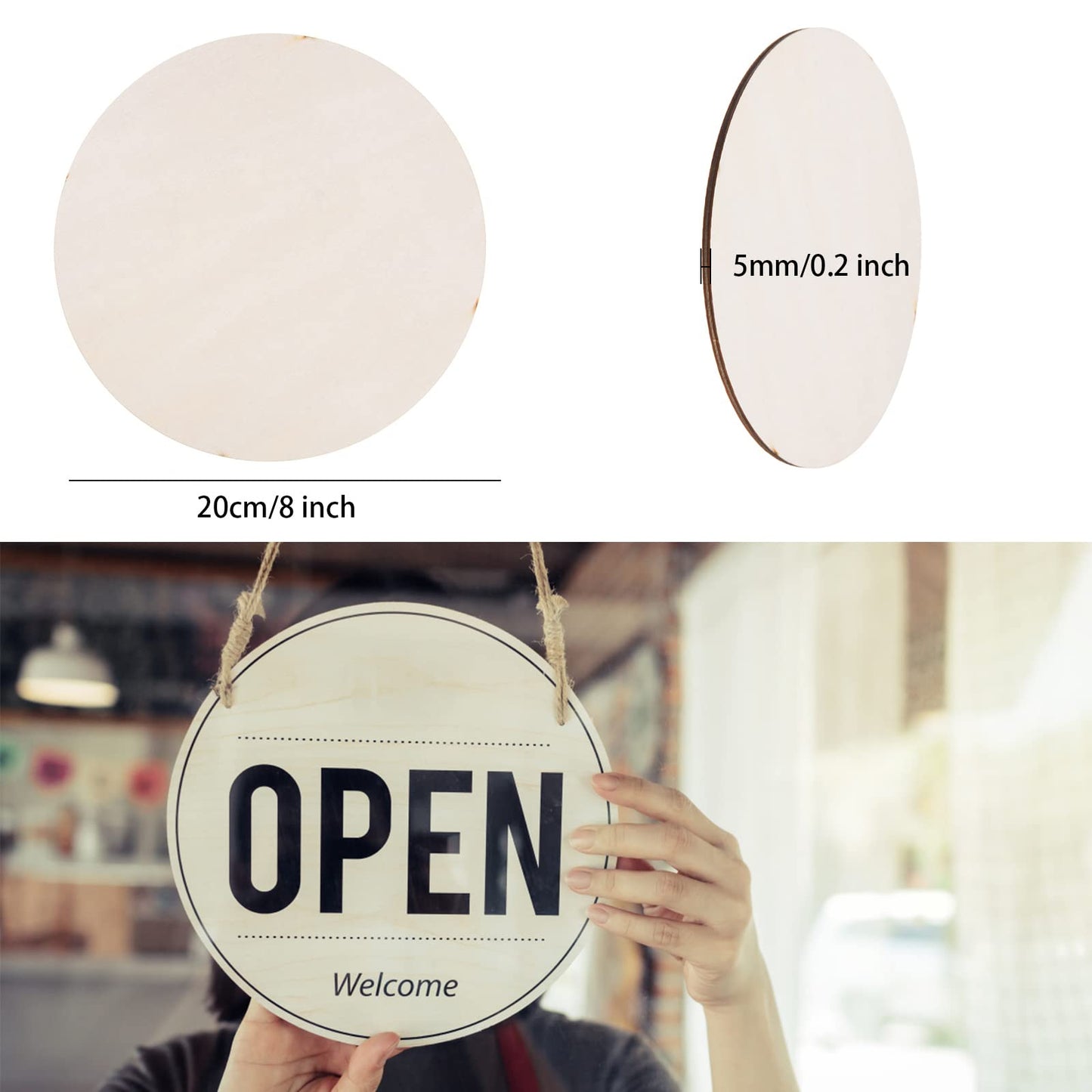 24 Pack 8 Inch Wooden Circles for Crafts 0.2" Thick Unfinished Round Wood Slices Natural Rounds Wooden Cutouts Blank Round Wood Discs for DIY Crafts Door Hanger Wedding Home Hanging Sign Decoration
