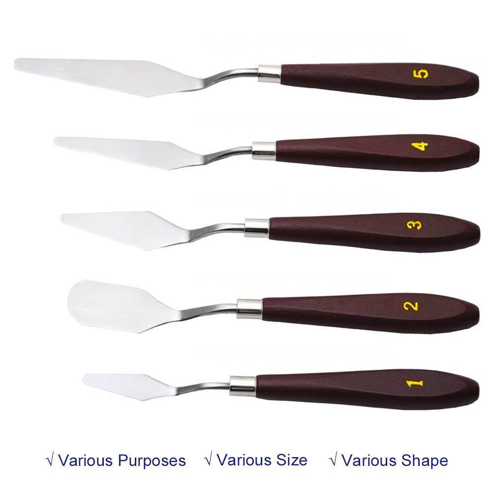Golden Maple Palette Knife Painting Stainless Steel Spatula Palette Knife Oil Paint Metal Knives Wood Handle