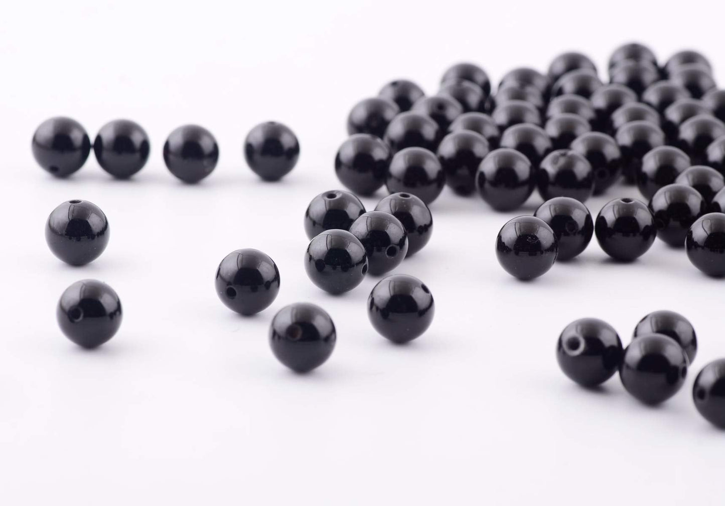 Natural Stone Beads 100pcs 8mm Black Obsidian Round Genuine Real Stone Beading Loose Gemstone Hole Size 1mm DIY Charm Smooth Beads for Bracelet Necklae Earrings Jewelry Making (Black Obsidian, 68mm)
