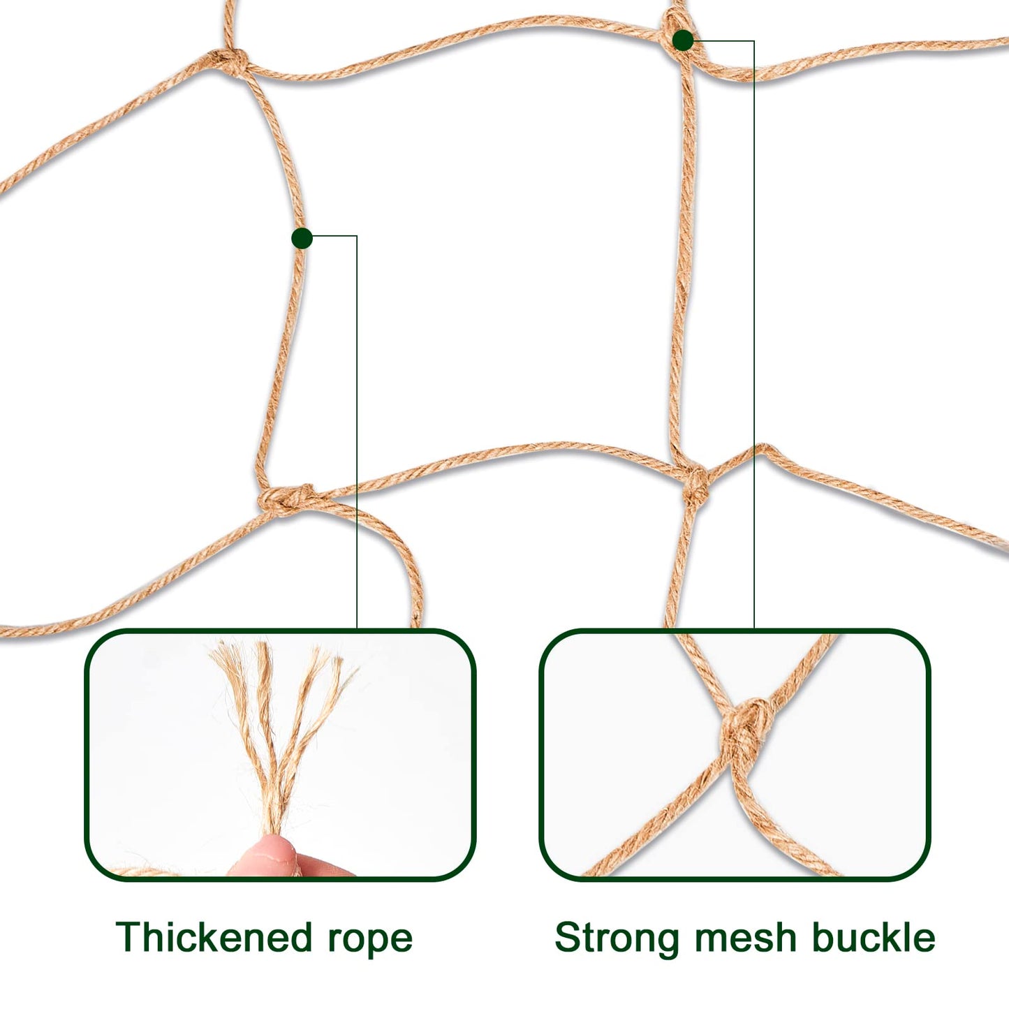 Jute Trellis Netting - Jute Netting for Garden, Heavy Duty Plant Support Netting for Climbing Plants, Cucumber, Vine, Fruits & Vegetables, Climbing Vining Plants (6.6 Ft x 9.8 Ft, 5.9 Inch Squares)