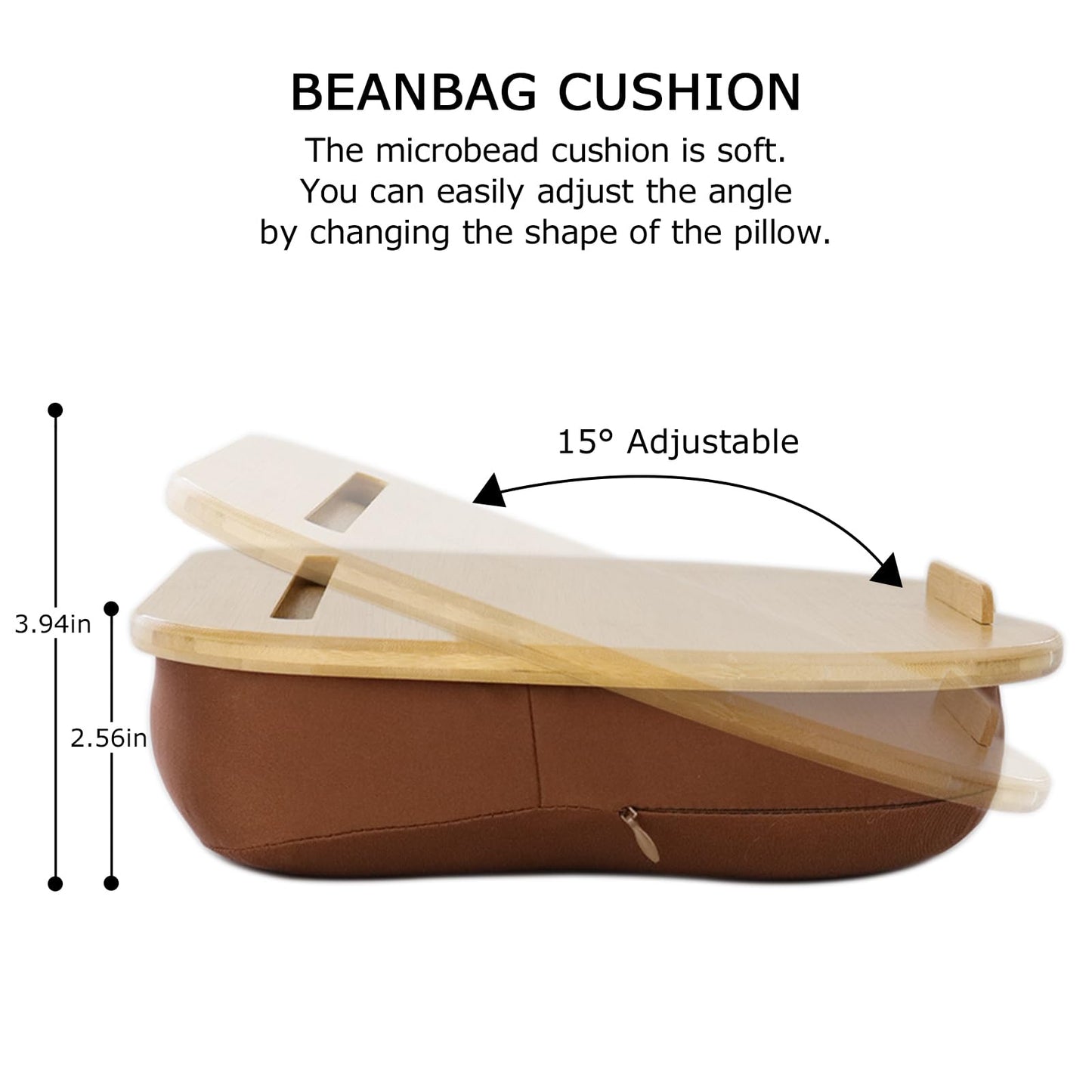 SUMISKY Bamboo Lap Desk for Laptop with Cushion, Portable Laptop Stand with Phone Hoder & Anti-Slip Stopper-Fits up to 15 inch for Home Office Students Use