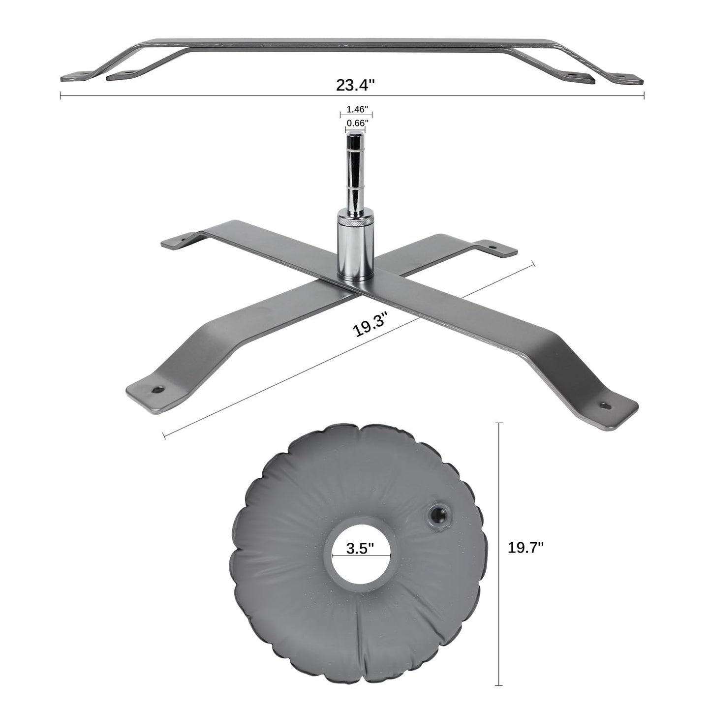 QSUM Cross Base Stand for Feather Flag, Feather Flag Weights Base, Stainless Steel Stand (Silver)