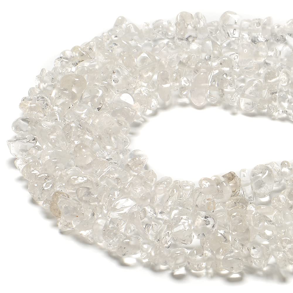jodaying 5-8mm Natural Clear Quartz Crystal Gemstone Chips Healing Gravel Bracelets Necklace Kit Irregular Tumble Stone Beads DIY Crafts Design Jewelry Making 33"