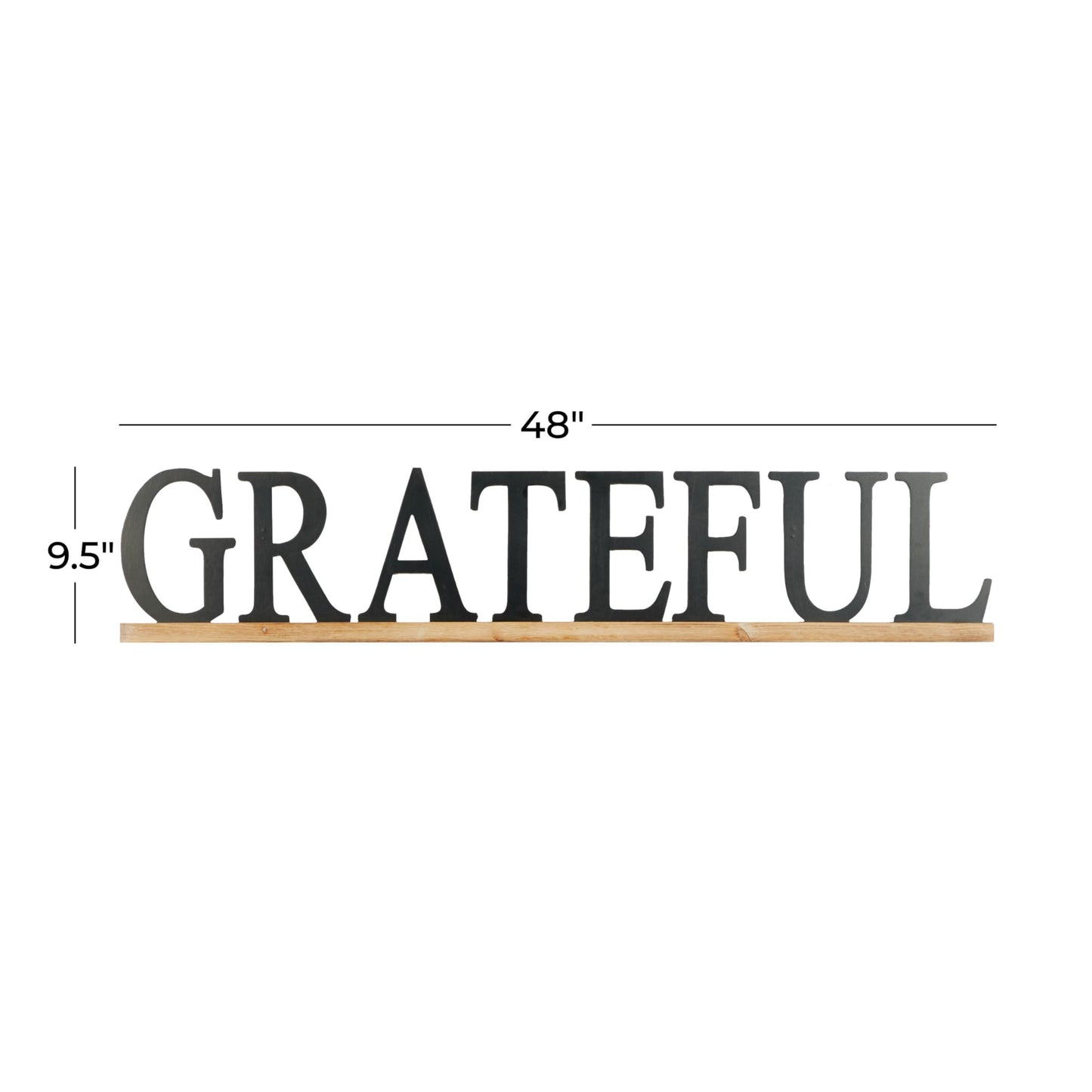 Deco 79 Wood Sign Home Wall Decor Grateful Wall Sculpture, Wall Art 48" x 1" x 10", Black