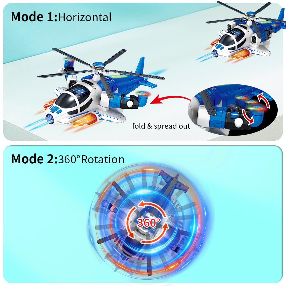 Helicopter Toy for Kids,Boys with Lights and Sounds, Kids Play Airplane, 360°Freedom and Operated Automatic Plane,Airplane Toys for 3 4 5 6 Year Old Up Toddler Boys Girls Birthday Party Favors(Blue)