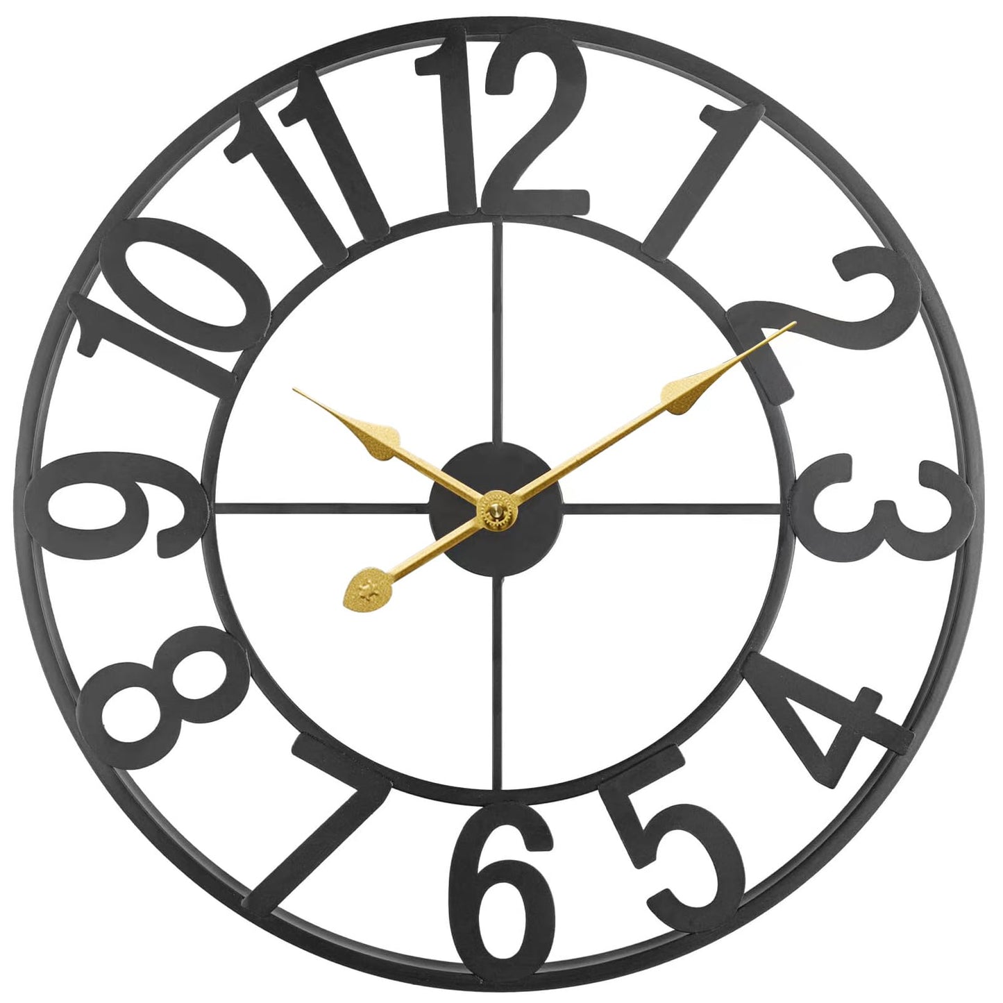 SUKYING Large Outdoor Clock, Silent Non-Ticking Battery Operated Outdoor Wall Clock, Black Modern Metal Wall Clock for Patio, Porch, Pool Area, Kitchen, Bedroom, Living Room, Farmhouse Decor - 16 Inch
