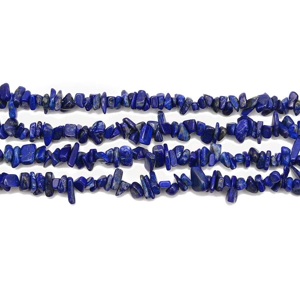 PLTbeads 5-8mm Natral Healing Gemstone Waist Bracelets Necklace Kit Irregular Stone DIY Crafts Design Jewelry Making 1 Strand per Bag Approxi 34 inch (Blue Lapis Lazuli Chips)