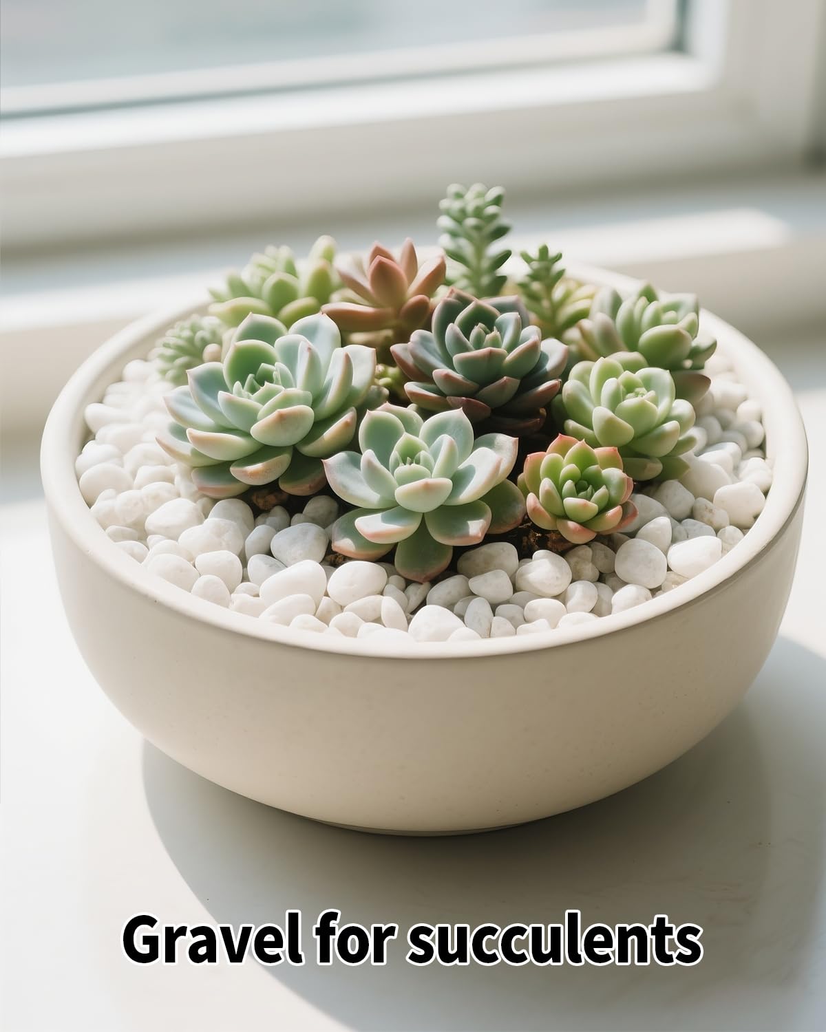 FAHAXIKI 6LB White Succulent & Cactus Gravel Pebbles - 1/4-3/8 Inch Natural Polished River Rocks, Decorative Stones for Plants, Terrariums, Vases, Aquariums & Outdoor Gardening