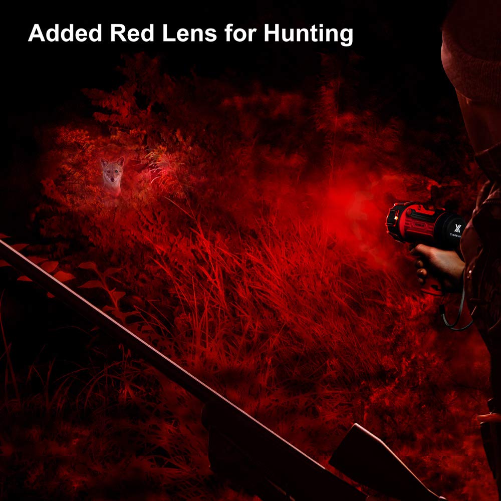 YIERBLUE Rechargeable Spotlight Flashlight with 2000,000 High Lumen LED, IP67 Waterproof Long Running Spot Light searchlight, Impact Resistant Handheld Spotlight with Foldable Stand and Red Lens