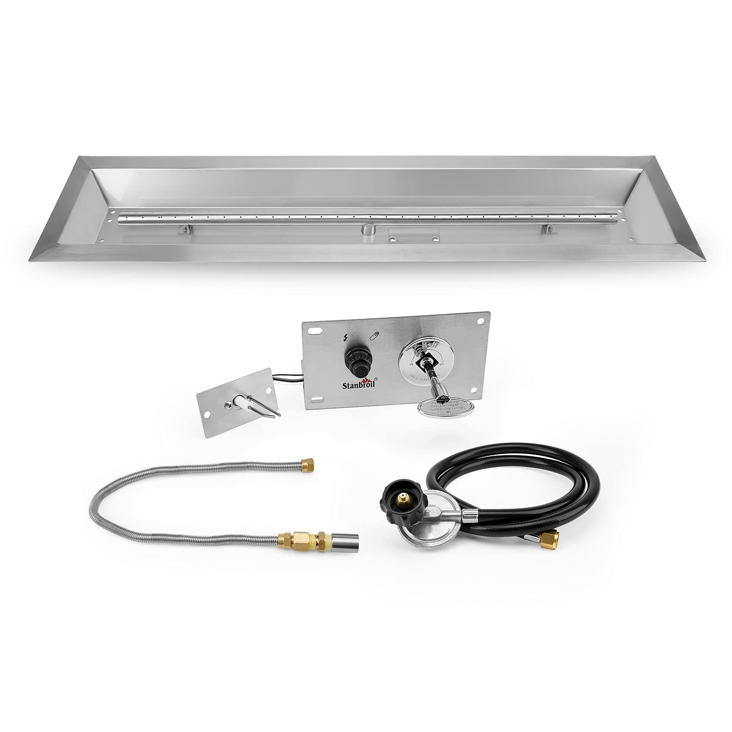 Stanbroil 36 x 6 Inch Linear Fire Pit Kit with Spark Ignition Kits, 304 Stainless Steel Propane Gas Firepit Insert for Outdoor DIY Firepit Project - Propane Gas Version