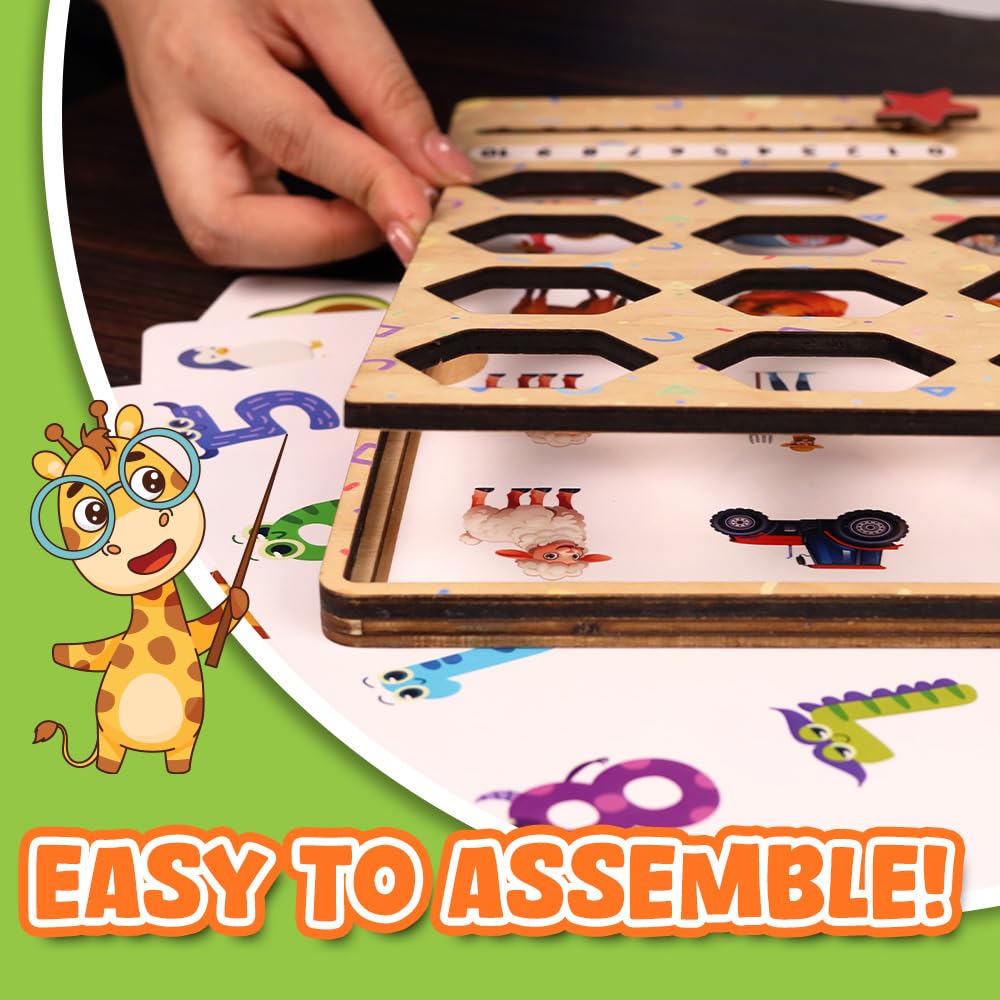 KidSweeties Memory Game Box, Wooden Matching Games for Toddlers 3-8, toddler travel toys, roadtrip essentials for kids, Airplane/Car/Camping Activity, Ideal Christmas, Birthday Gifts (Basic)