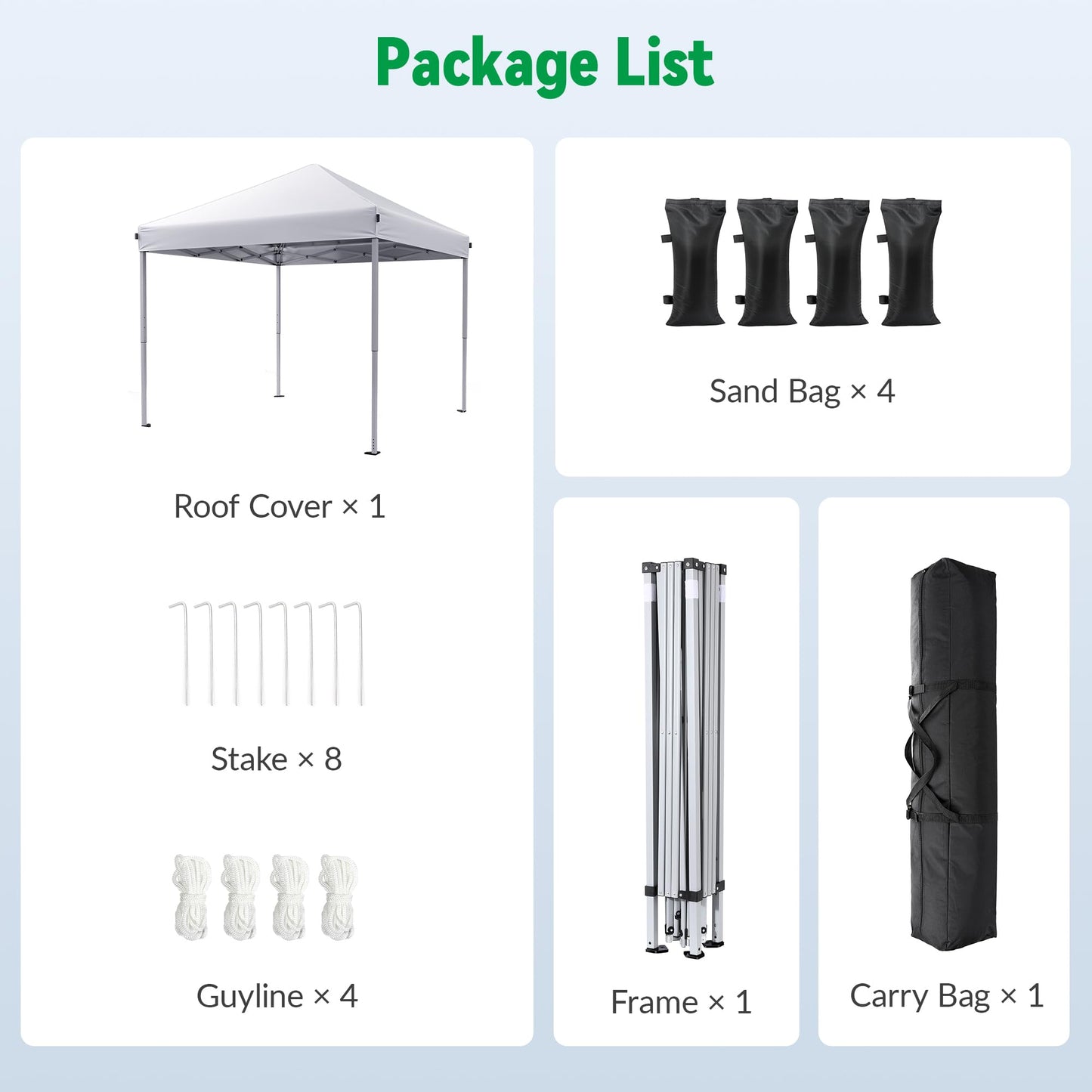 Driftalia 10x10 Pop Up Canopy Tent, Instant Setup Portable Canopy with Carry Bag, 4 Sandbags and 8 Stakes for Outdoor Events, Parties & Camping - White
