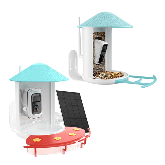 NETVUE Birdfy Camera with Birdfy Hummee Camera, Smart Bird Feeder with Camera, Auto Capture Bird Videos & Birdwatching Up-Close, 2in1 Feeders Attract More Hummingbirds, Ideal Gift