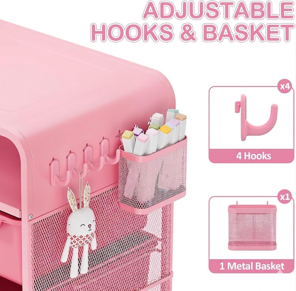 SYKIARIOL Pink Nightstand, Cute End Table with Storage Drawer, Kids Nightstand for Bedroom Furniture, Bedside Table Small Desk Coffee Table for Living Room, Dorm, Office