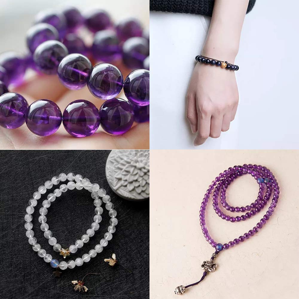 Clearain Natural Gemstones Bracelet 8mm Chakra Round Beads Energy Power Crystal Reiki Healing Elastic Stretch 7 Inch for Women Men Unisex(Crazy Agate)