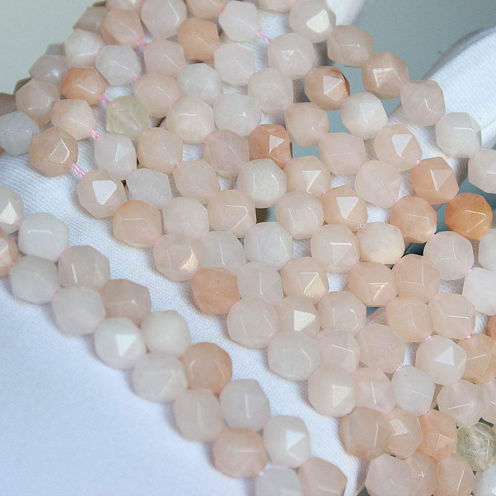 MJDCB Best Sellers Natural Stone Beads Faceted Polygon Pink Aventurine Crystal Energy Stone Healing Power for Jewelry Making(8mm)