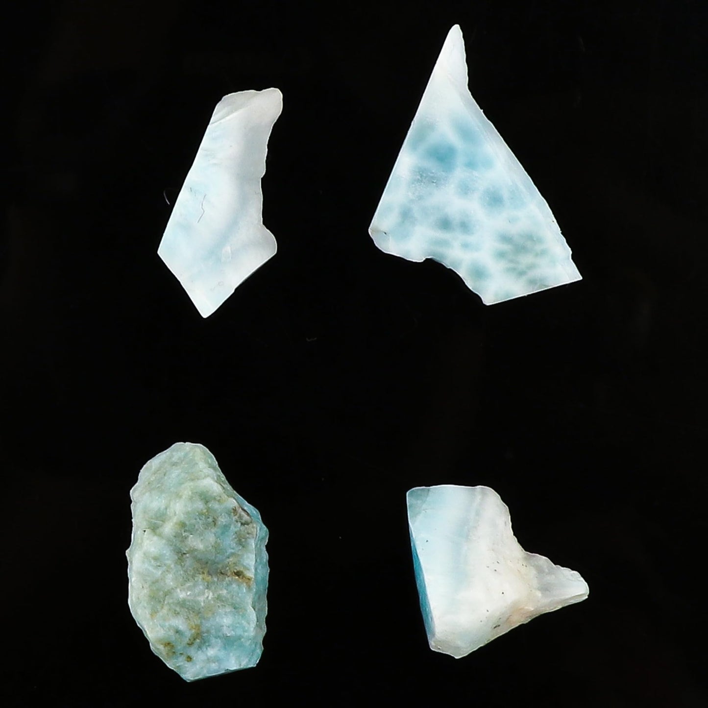 CRYSTALIS Wholesale 4pcs Natural Sea Blue Raw Larimar Pectolite, Loose Gemstone Bulk Rough Jewelry Making Supply, Chakra & Healing Raw Stones, Wire Wrapping, DIY, Gem Collection [14-20mm]
