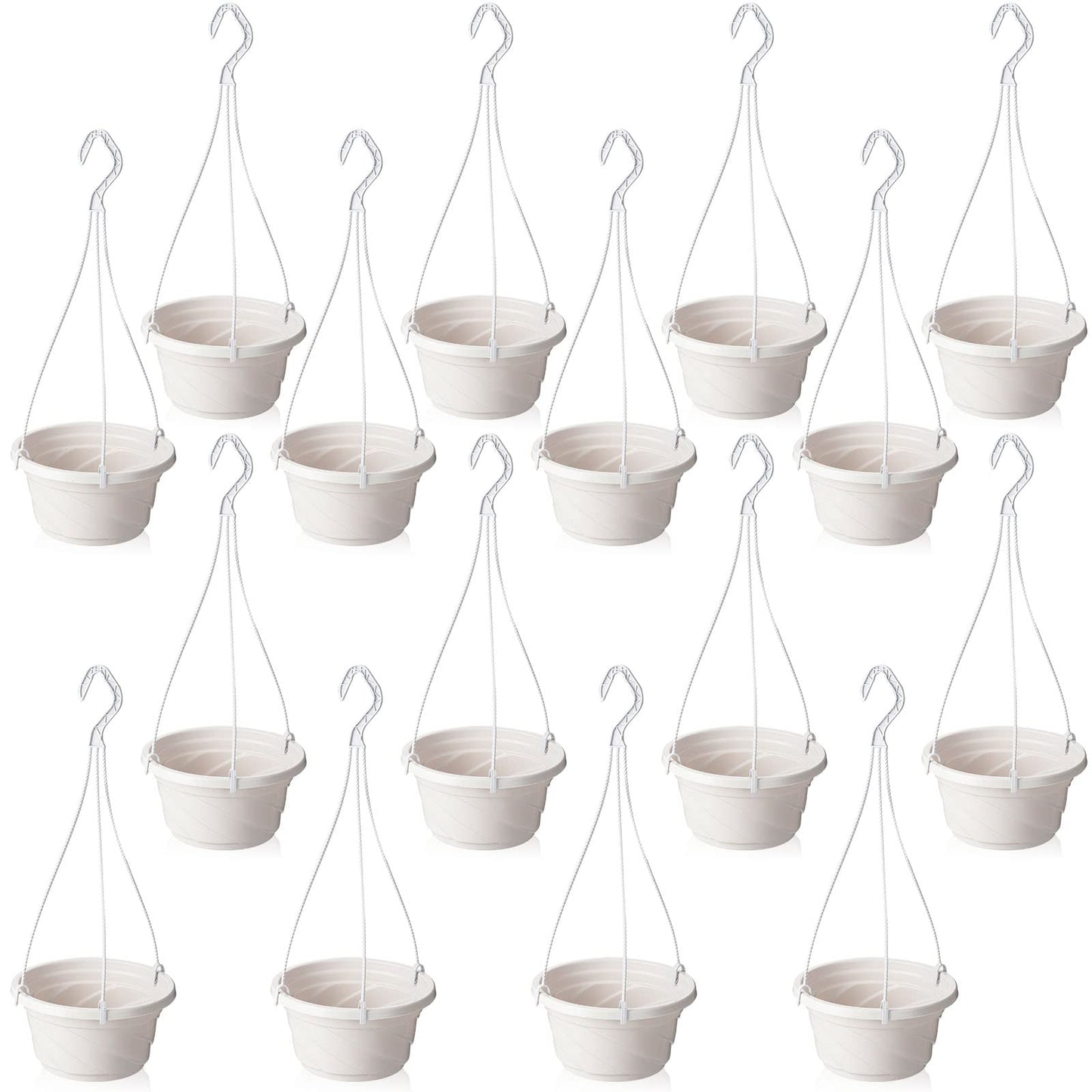 EBOOT 16 Pcs Hanging Plants Outdoor 7 Inch Flower Pot Bulk Hanging Baskets for Plants with Drainage Hole Plant Pots for Outdoor Outside Indoor Garden Balcony(White)