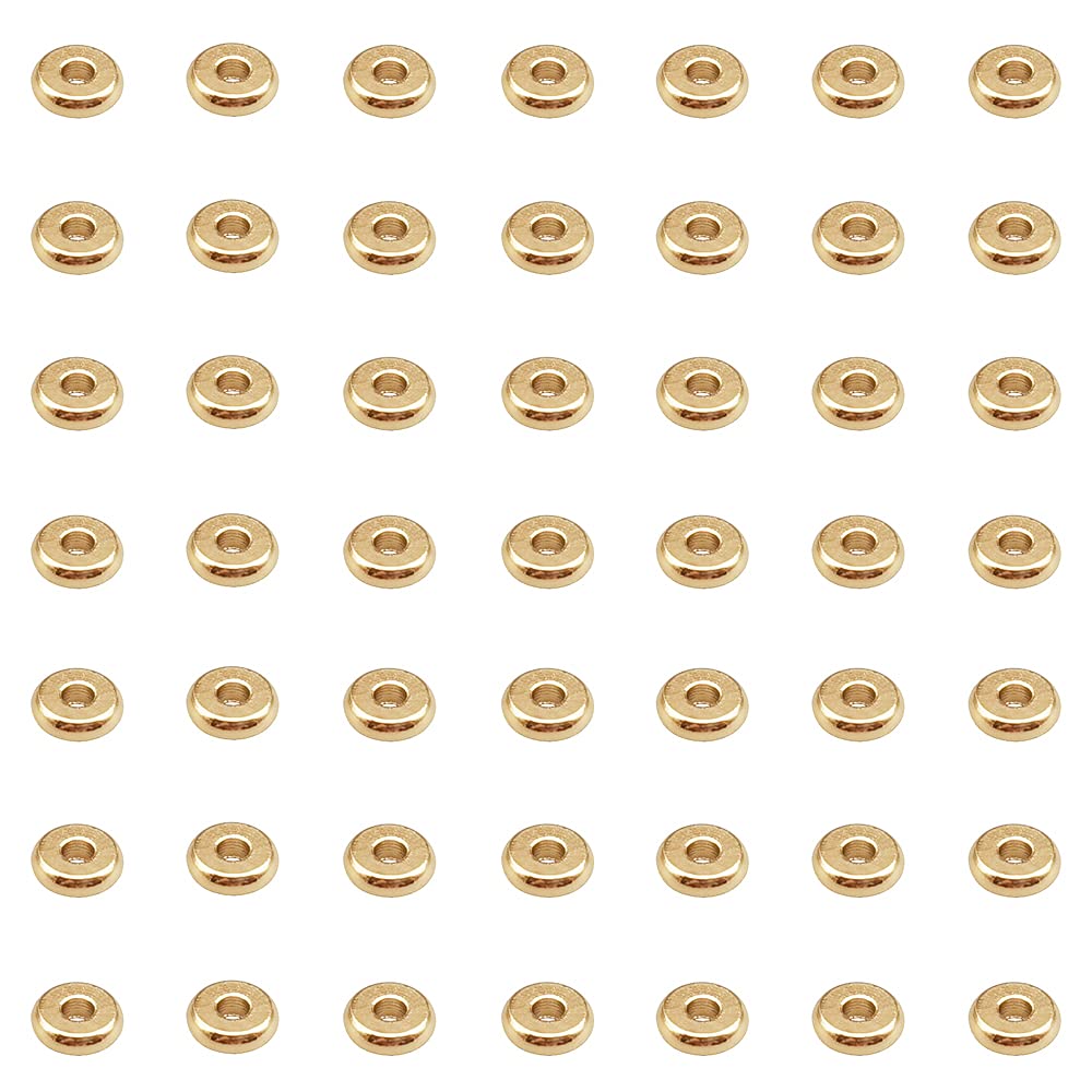 INSPIRELLE 100pcs Heishi Beads 6mm Long-Lasting Disc Brass Rondelle Spacer Beads Pale Gold Plated Flat Round Shape Jewelry Metal Spacers for Bracelet Necklace Jewelry Making