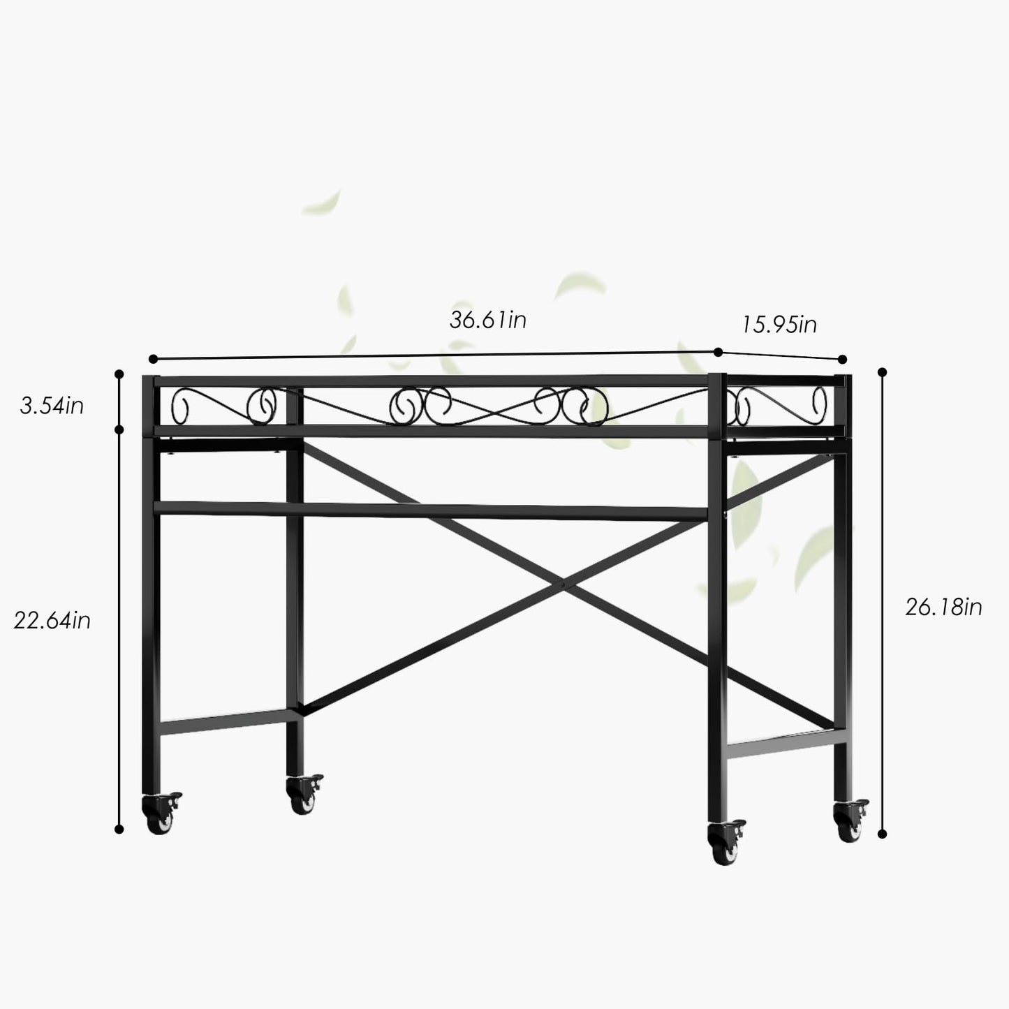 Zhongma Window Height Sturdy Metal Plant Stand with Wheels, 36.6 x 16 x 26.2 in High, Heavy Duty Succulent Shelf for Home Indoor and Outdoor, 220 LBS Capacity & Heavy Duty Construction