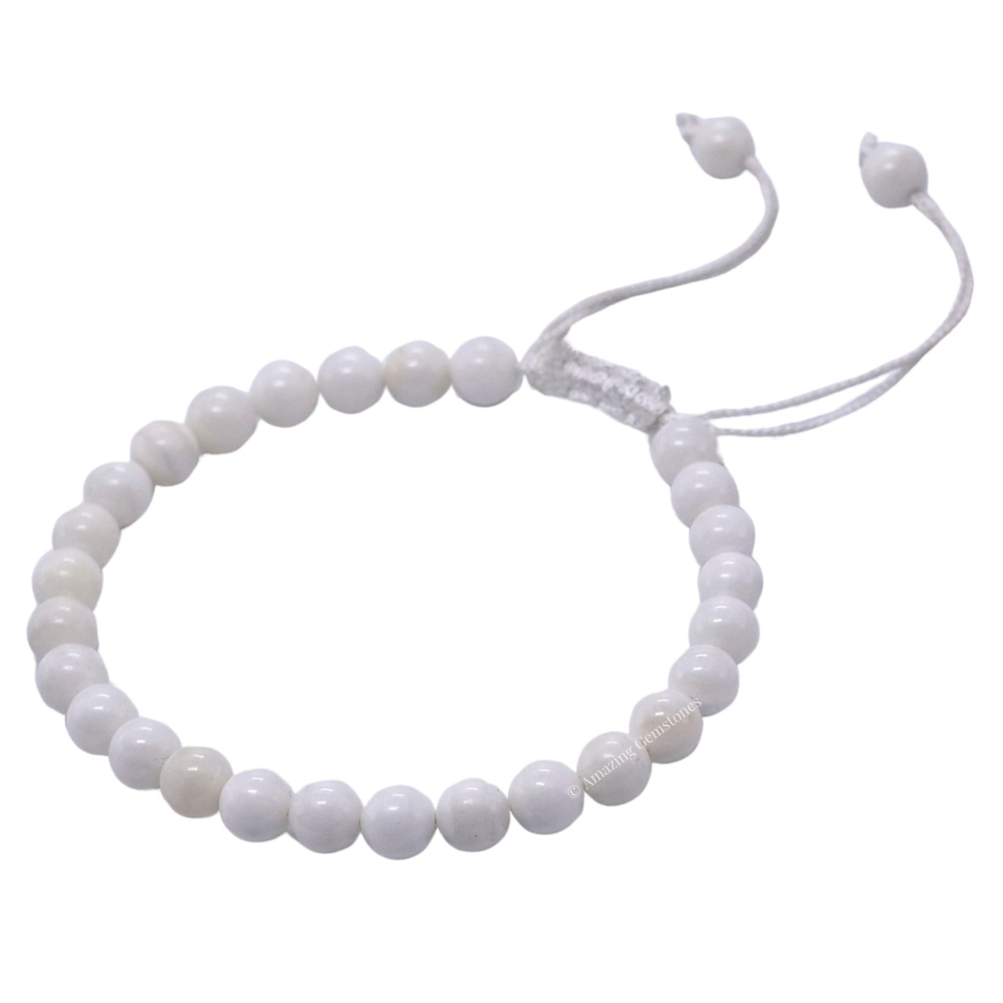 Amazing Gemstone White Moonstone Bracelet for Women Men's Gifts - Protection Healing Crystal Bracelet - 6mm Gemstone Beaded Adjustable Bracelet