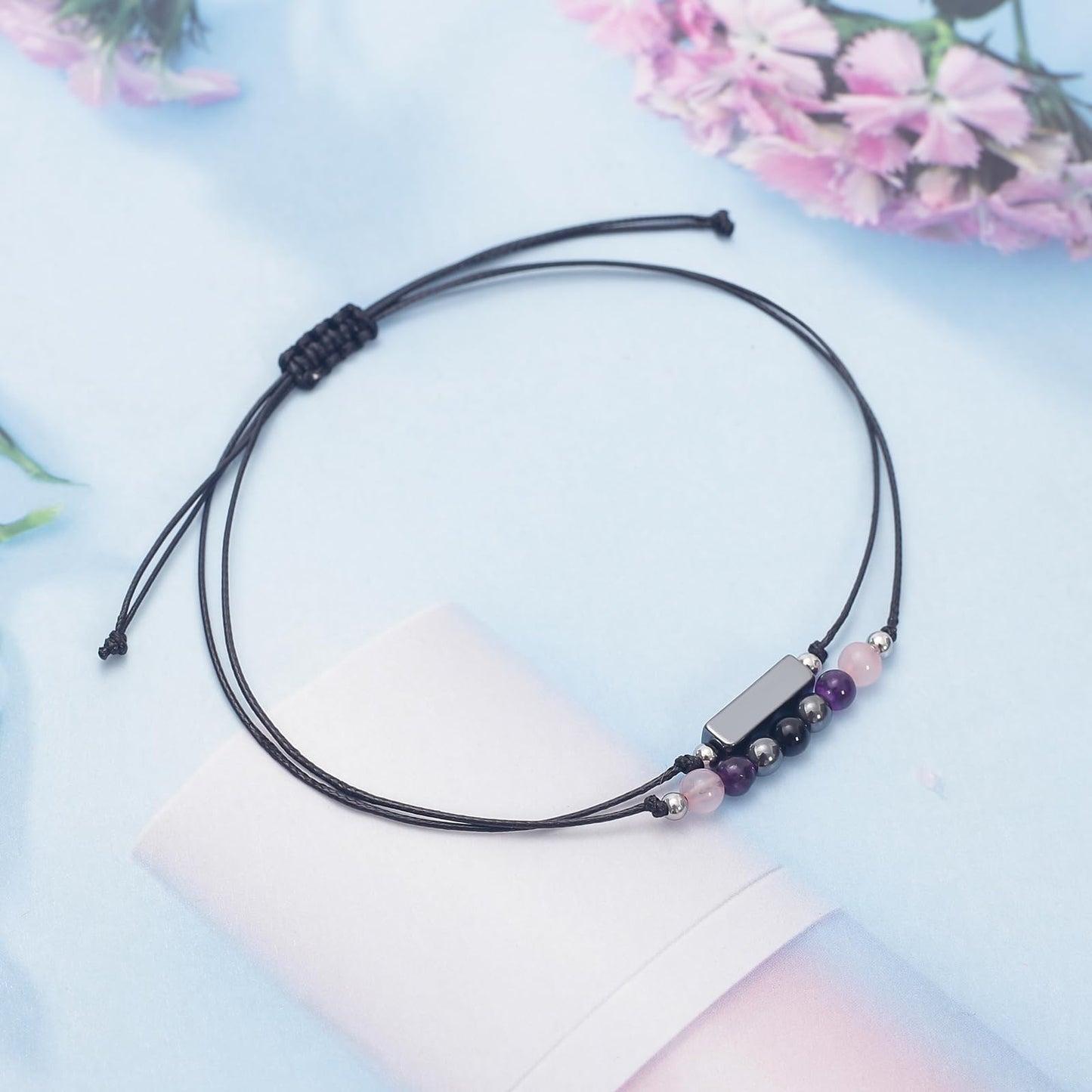 MTJAHPS Protection Bracelet, empath protection, black obsidian Crystals and Healing Stones Bracelet for Women ，Luck ，Anxiety and Stress Clam Bracelet (Empath Protection)
