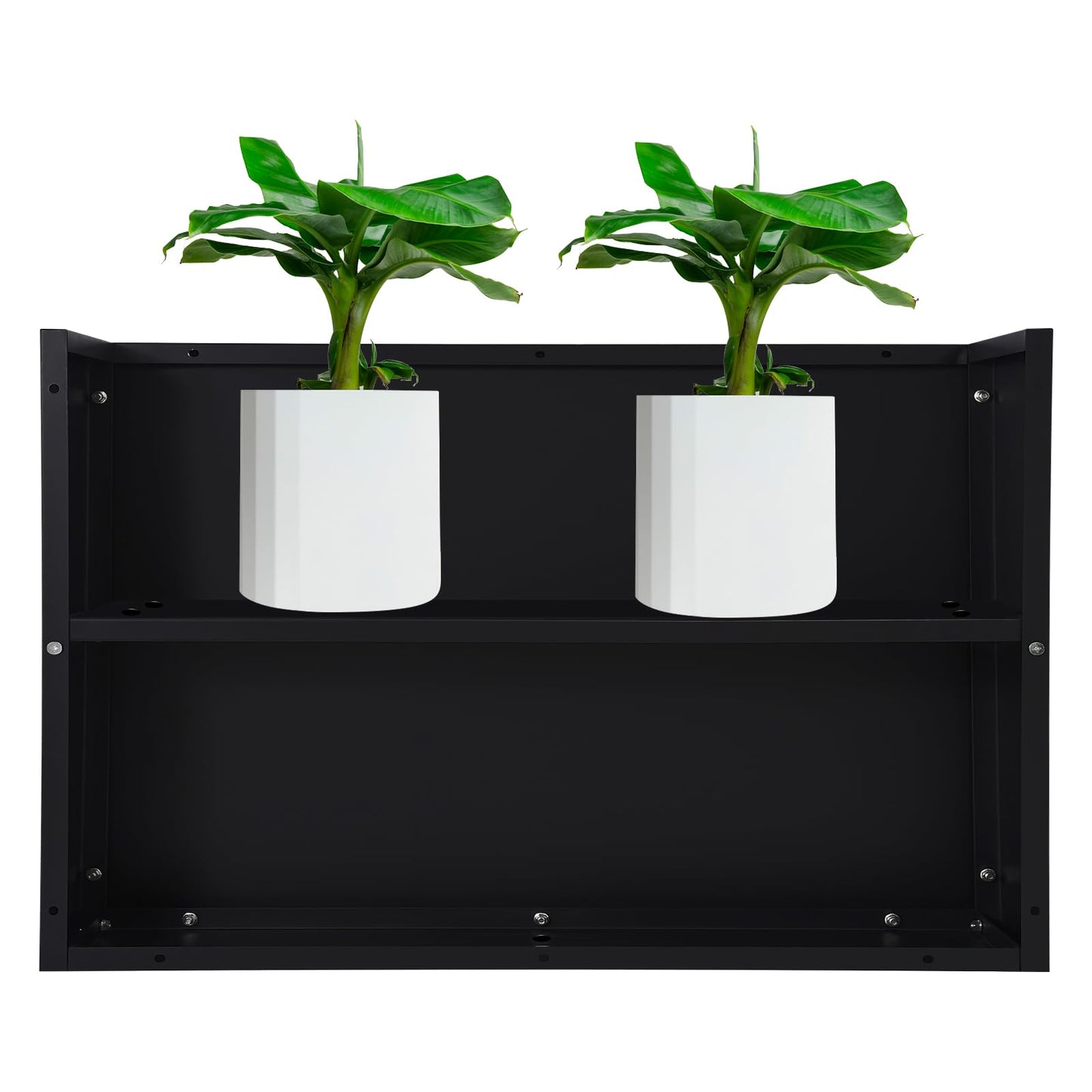 Fulavorty Steel Planter Box,Black Planter Large Rectangular Indoor Outdoor Planters with Removable Shelf,Heavy Duty Rectangular Planter for Patio,Deck,Yard,Garden